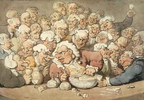 Serving Punch, c.1815-20 Oil Painting by Thomas Rowlandson