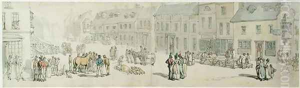 The High Street on Market day, Newport, Isle of Wight, c.1797-1800 Oil Painting by Thomas Rowlandson