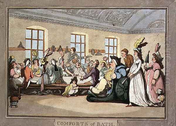 The Public Breakfast, plate 11 from Comforts of Bath, 1798 Oil Painting by Thomas Rowlandson