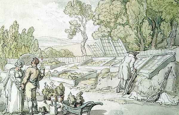 The Amorous Gardener Oil Painting by Thomas Rowlandson