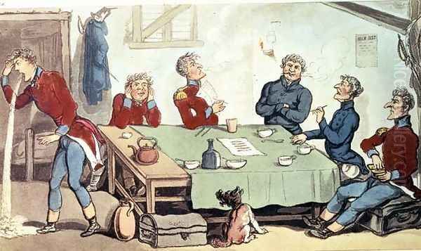 Learning to Smoke and Drink Grog. 1815 by Thomas Rowlandson