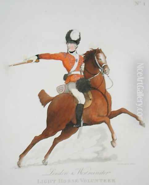 London and Westminster Light Horse Volunteer, plate 1 from Loyal Volunteers of London and Environs, published 1798 Oil Painting by Thomas Rowlandson