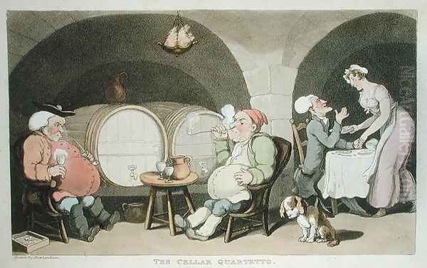 The Cellar Quartetto, from The Tour of Dr Syntax in search of the Picturesque, by William Combe, published 1812 Oil Painting by Thomas Rowlandson