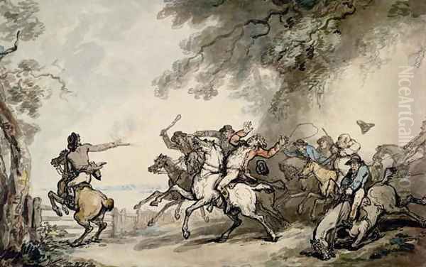 The Chase of the Highwayman, c.1790 Oil Painting by Thomas Rowlandson