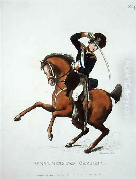 Westminster Cavalry Volunteer, plate 4 from Loyal Volunteers of London and Environs, published 1798 Oil Painting by Thomas Rowlandson