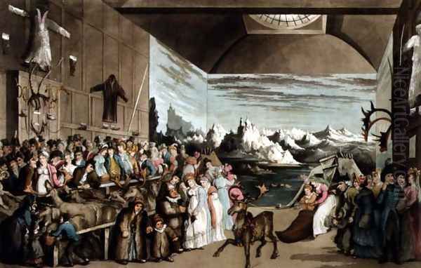 Mr Bullocks Exhibition of Laplanders at the Egyptian Hall, Piccadilly, 1822 Oil Painting by Thomas Rowlandson