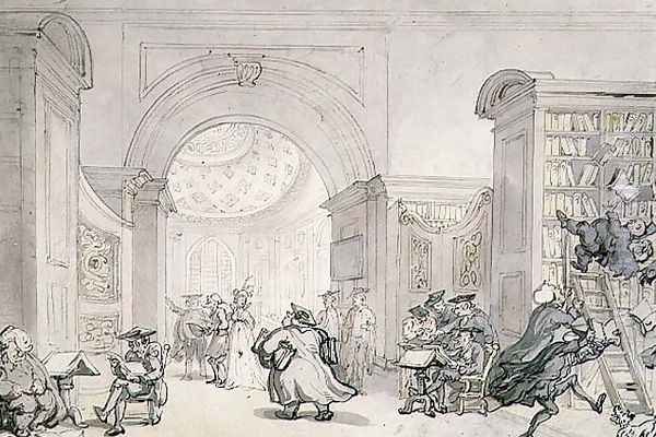 No.0613 The West Room and the Dome Room of Old University Library, Cambridge, 1800 Oil Painting by Thomas Rowlandson