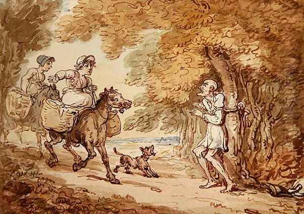 Dr Syntax bound to a tree by Highwaymen Oil Painting by Thomas Rowlandson