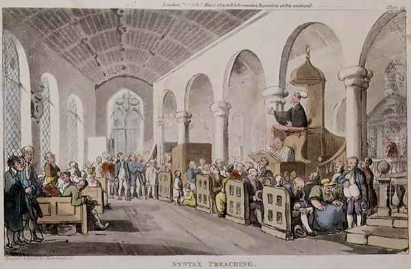 Dr. Syntax Preaching Oil Painting by Thomas Rowlandson