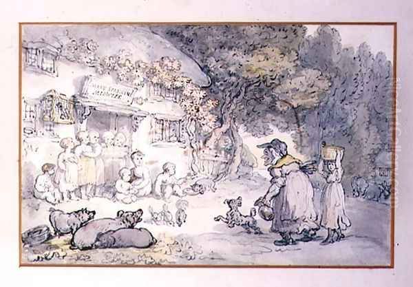 Mary Spriggens, the Midwife Oil Painting by Thomas Rowlandson