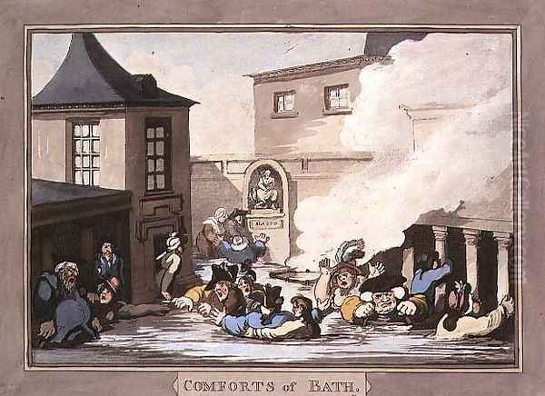 The Kings Bath, plate 7 from Comforts of Bath, 1798 Oil Painting by Thomas Rowlandson