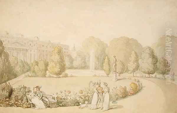 Hampton Court Palace, The Garden Front, 1859 Oil Painting by Thomas Rowlandson