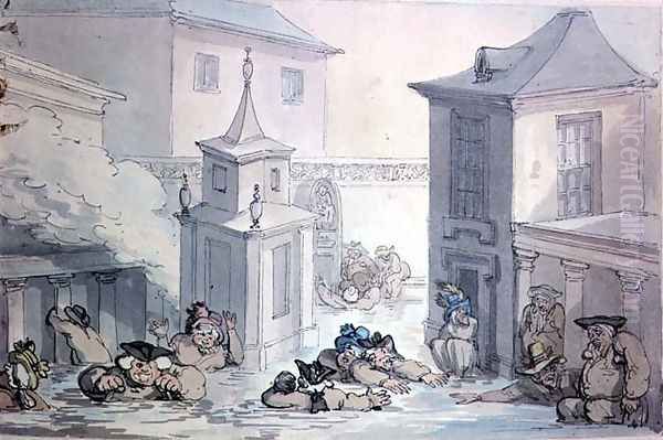 Matthew Brambles Trip to the Bath Oil Painting by Thomas Rowlandson