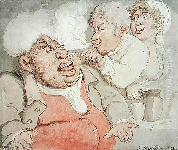 Taunting Smoke from a Pipe, 1823 Oil Painting by Thomas Rowlandson