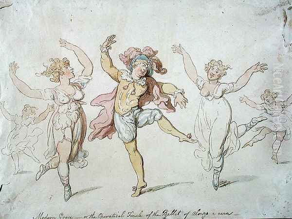 Modern Grace or, The Operatical Finale of the Ballet of Alonzo e caro Oil Painting by Thomas Rowlandson