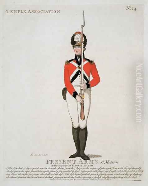 Temple Association Volunteer, plate 14 from Loyal Volunteers of London and Environs, published 1798 Oil Painting by Thomas Rowlandson