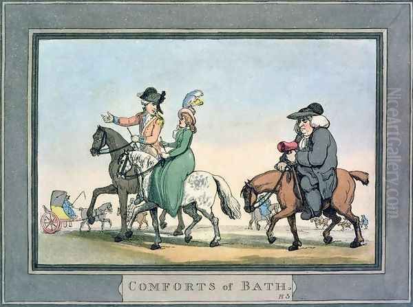 The Morning Ride, plate 5 from Comforts of Bath, 1798 Oil Painting by Thomas Rowlandson