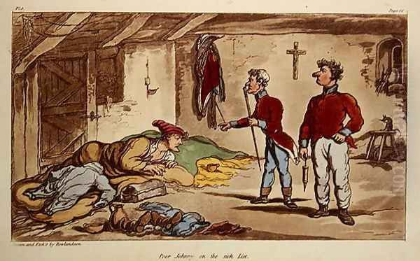 Poor Johnny on the sick list, pl.9 from the book The Military Adventures of Johnny Newcome, Patrick Martin, 1815 Oil Painting by Thomas Rowlandson