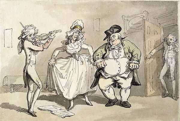 Private practice previous to the ball, from Scenes at Bath Oil Painting by Thomas Rowlandson