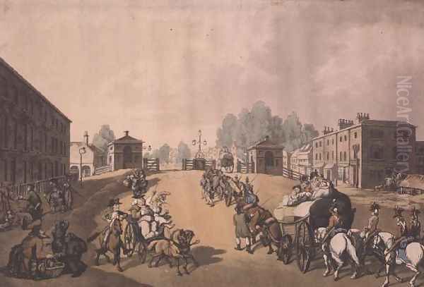 Entrance from Mile End or Whitechapel Turnpike Oil Painting by Thomas Rowlandson