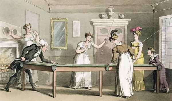 The Billiard Table, from The Tour of Dr Syntax in search of the Picturesque, by William Combe, published 1812 Oil Painting by Thomas Rowlandson