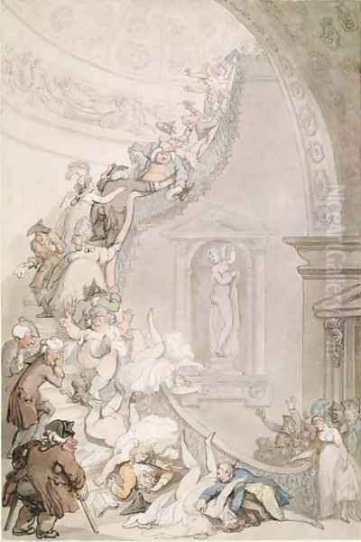 The Exhibition Stare-Case, Somerset House, c.1800 Oil Painting by Thomas Rowlandson