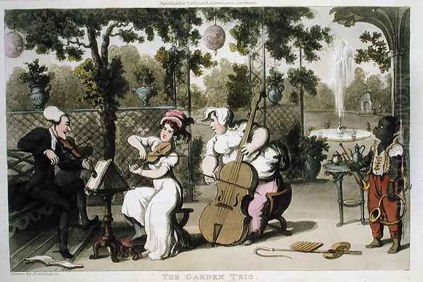 The Garden Trio, from The Tour of Dr Syntax in search of the Picturesque, by William Combe, published 1812 Oil Painting by Thomas Rowlandson