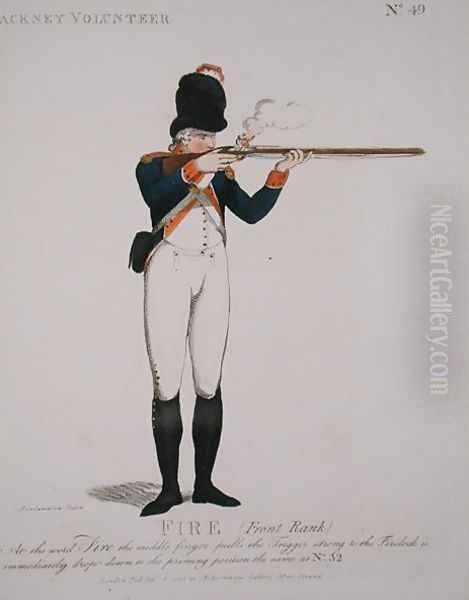 Hackney Volunteer, plate 49 from Loyal Volunteers of London and Environs, published 1798 Oil Painting by Thomas Rowlandson