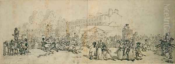 Hyde Park Corner Oil Painting by Thomas Rowlandson