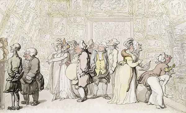 Viewing at the Royal Academy, c.1815 Oil Painting by Thomas Rowlandson