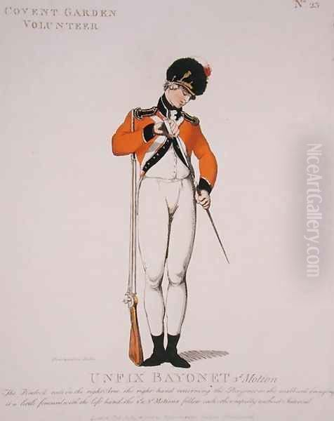 Covent Garden Volunteer, plate 23 from Loyal Volunteers of London and Environs, published 1798 Oil Painting by Thomas Rowlandson