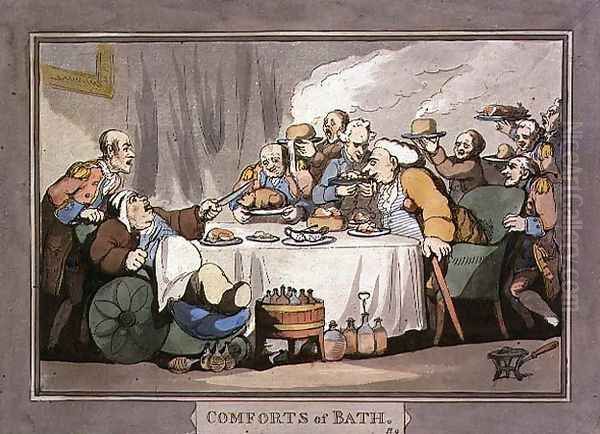 The Gourmets, plate 9 from Comforts of Bath, 1798 Oil Painting by Thomas Rowlandson