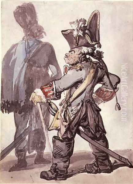 No.2160 Frederick the Great 1712-86 and One of his Officers Oil Painting by Thomas Rowlandson