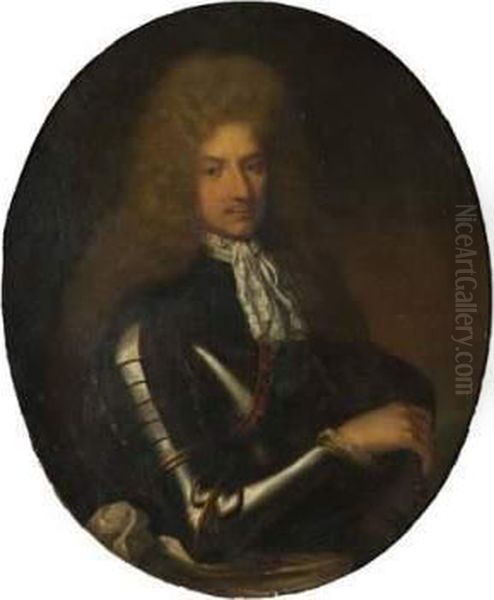 Portrait D'homme En Armure Oil Painting by Caspar Netscher