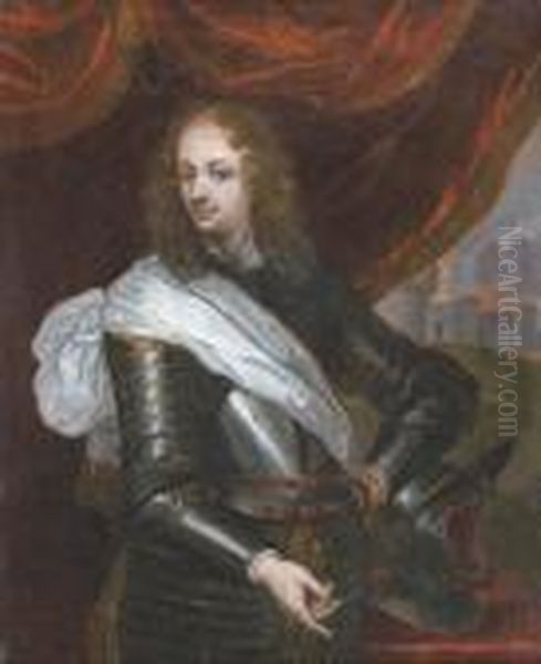 Portrait D'homme En Armure Oil Painting by Caspar Netscher