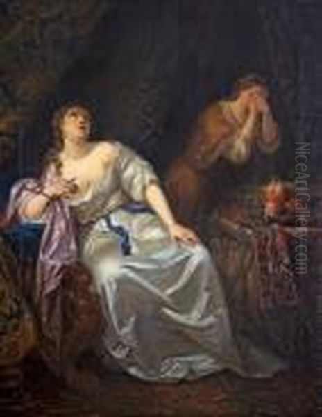 Tod Der Cleopatra Oil Painting by Caspar Netscher