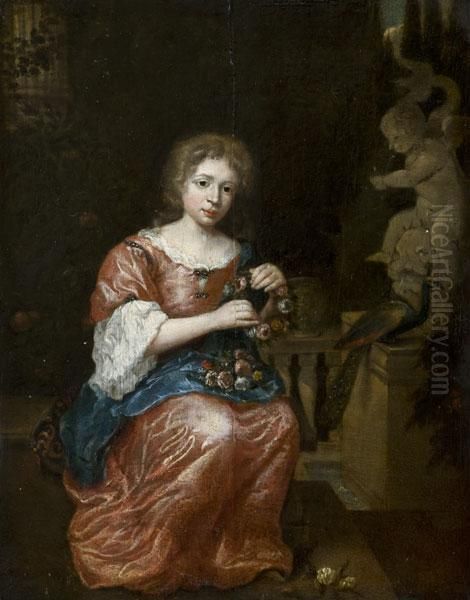 Ritratto Di Fanciulla In Giardino Oil Painting by Caspar Netscher