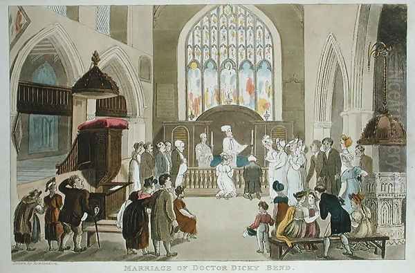 Marriage of Doctor Dicky Bend, from The Tour of Dr Syntax in search of the Picturesque, by William Combe, published 1812 Oil Painting by Thomas Rowlandson