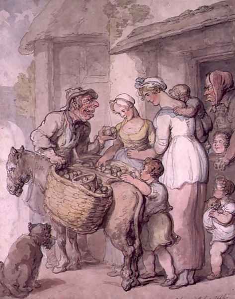 The Apple Vendor: Baking and Boiling Apples Oil Painting by Thomas Rowlandson