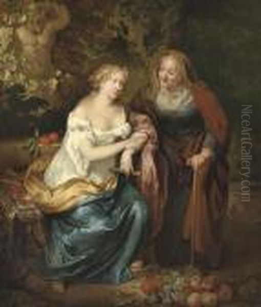 Vertumnus And Pomona Oil Painting by Caspar Netscher