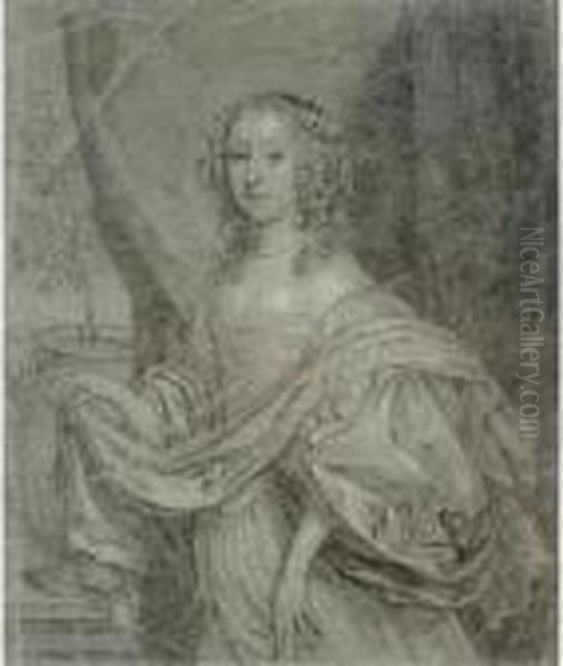 Portrait Of Juffrouw Louisa De Vries Of Dordrecht Oil Painting by Caspar Netscher