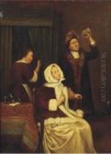 The Physician's Visit Oil Painting by Caspar Netscher