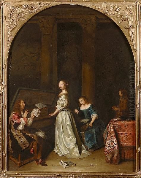 Musical Company Oil Painting by Caspar Netscher