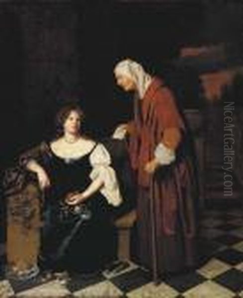 Vertumnus And Pomona Oil Painting by Caspar Netscher