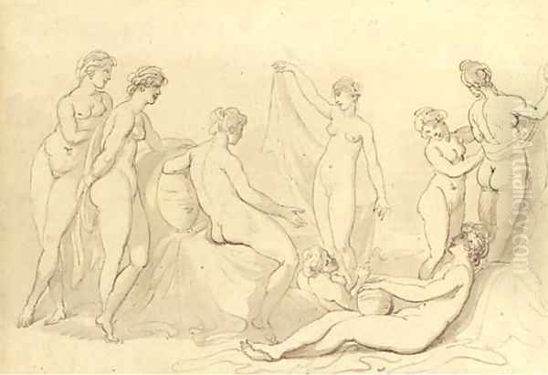 Classical nudes Oil Painting by Thomas Rowlandson