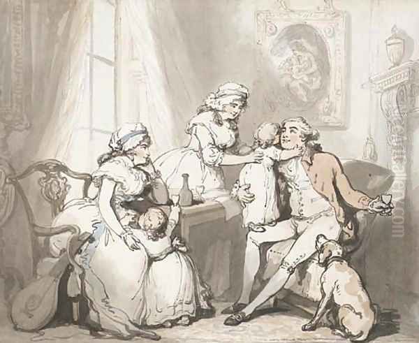 The Happy Family or The Married Man Oil Painting by Thomas Rowlandson