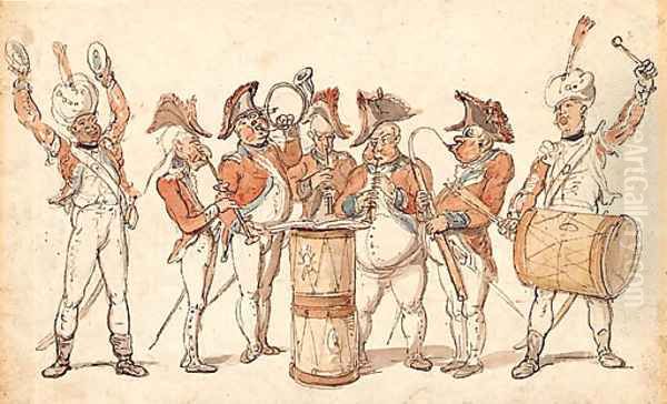 A military band Oil Painting by Thomas Rowlandson