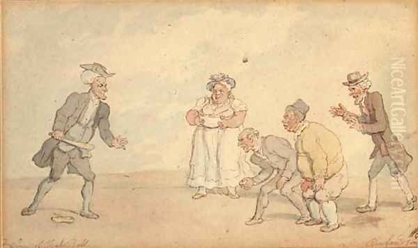 Game of Trap Ball Oil Painting by Thomas Rowlandson