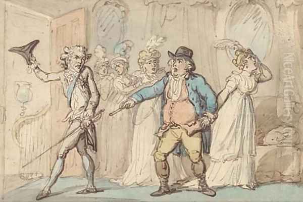 Lord Tellaman being rudely dismissed by Squire Western Oil Painting by Thomas Rowlandson