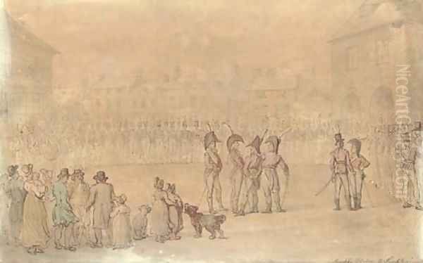 Review of the Brackley volunteers, Northamptonshire Oil Painting by Thomas Rowlandson